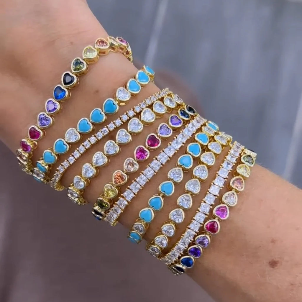 Bezel Heart Tennis Bracelet