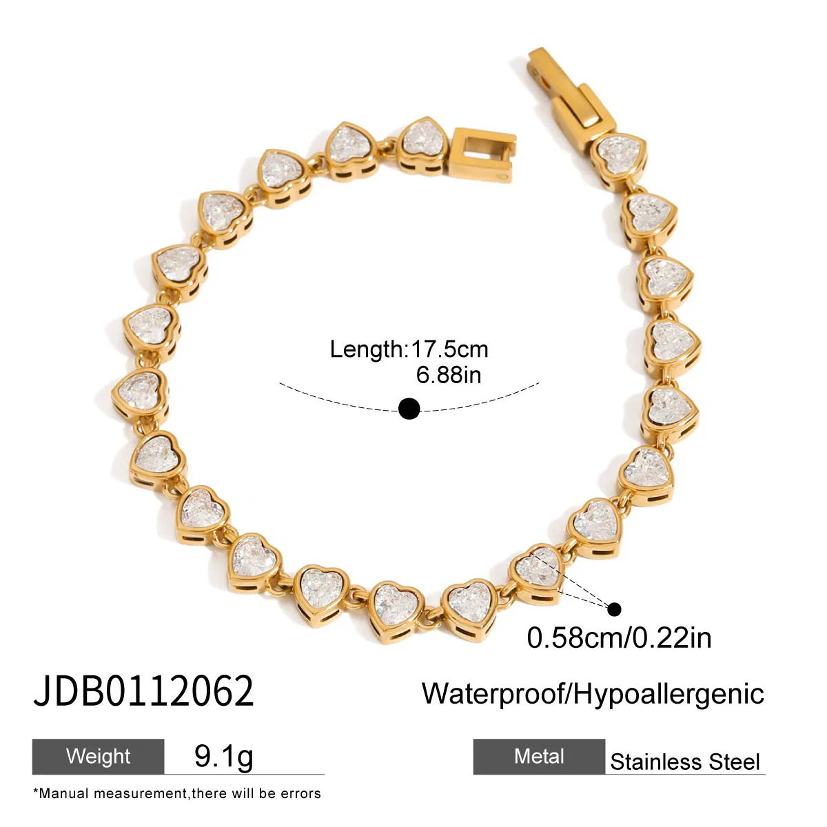 Bezel Heart Bracelet