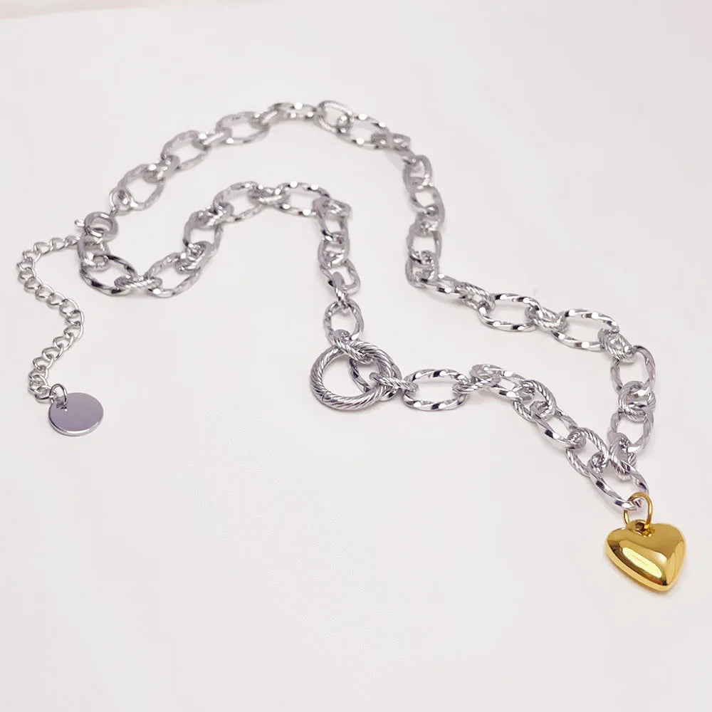 Chunky Necklace with Heart Pendant