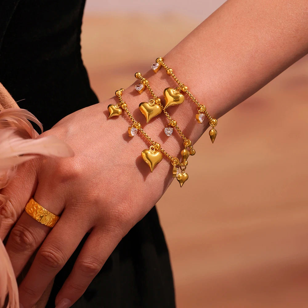 Puffy Heart Charm Bracelet