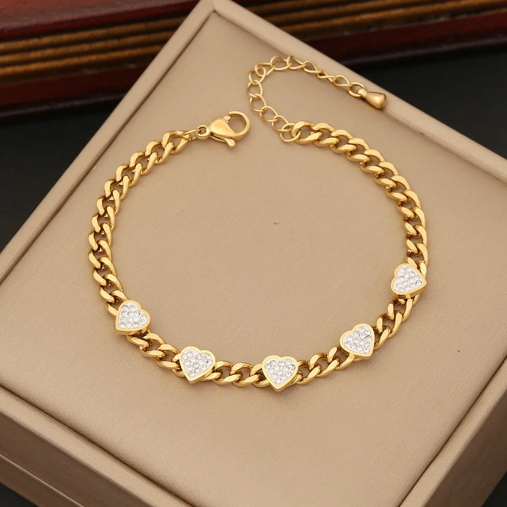 Chunky Chain Heart Necklace, Bracelet, Earrings