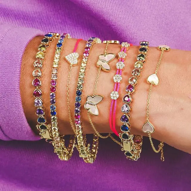 Bezel Heart Tennis Bracelet