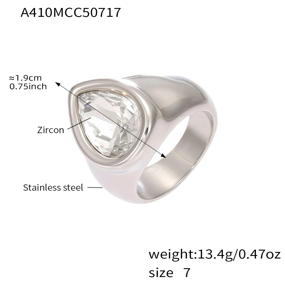 Wide Teardrop Ring
