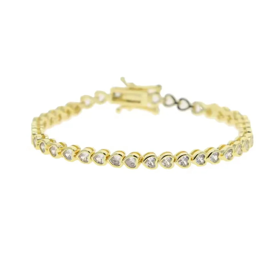 Bezel Heart Tennis Bracelet
