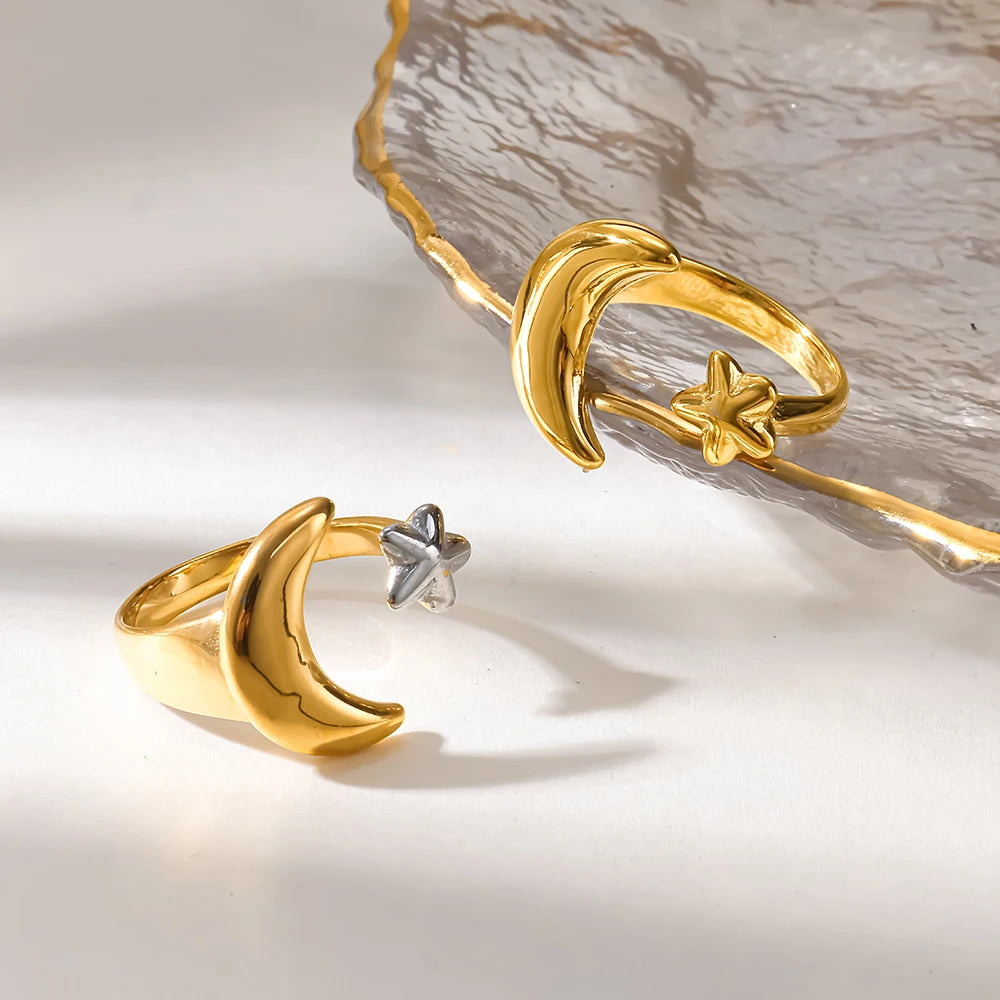 Moon & Star Ring