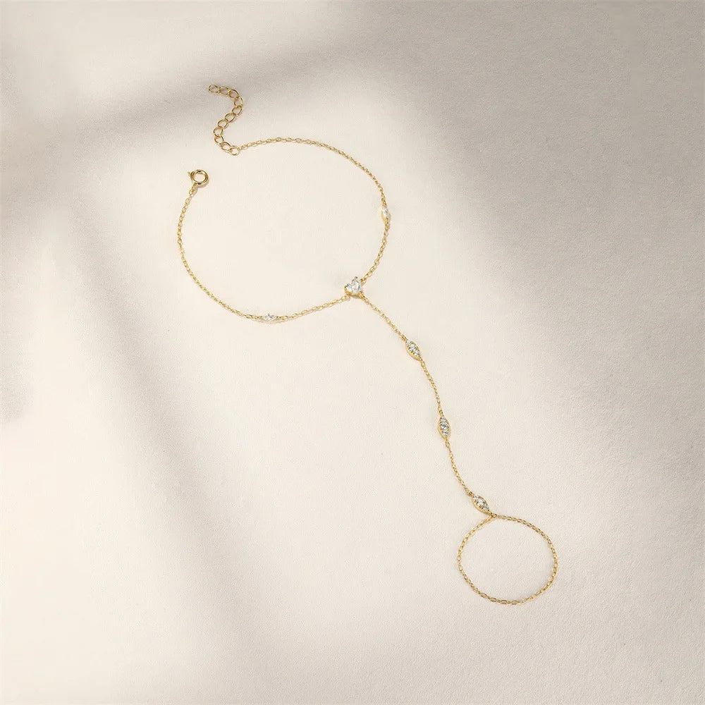 Hand Chain with Stone Accents