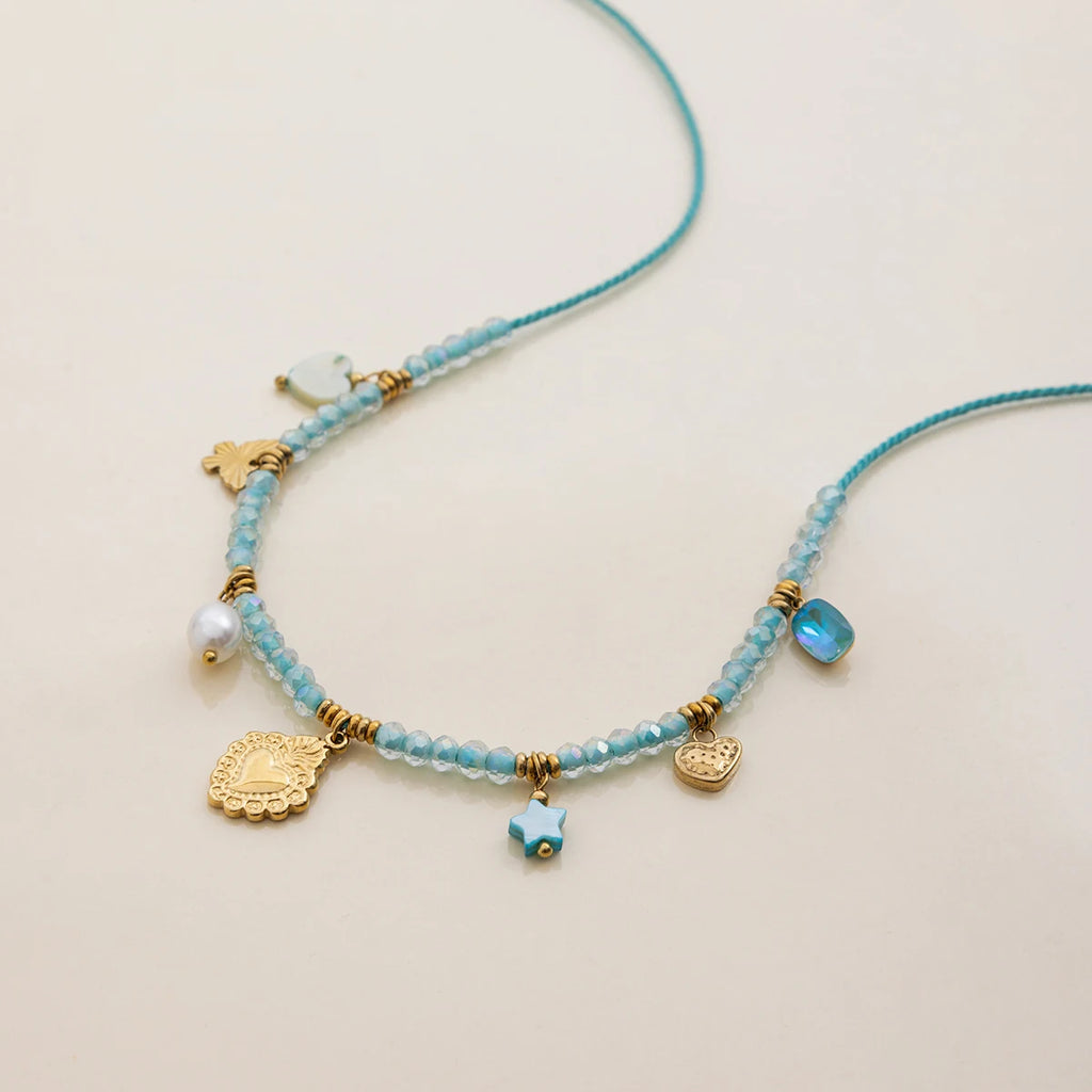 Beaded Rope Charm  Necklace