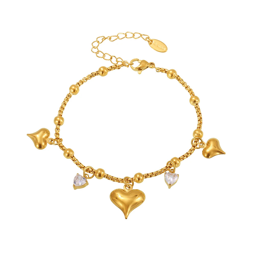 Puffy Heart Charm Bracelet