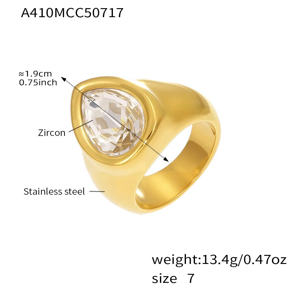 Wide Teardrop Ring