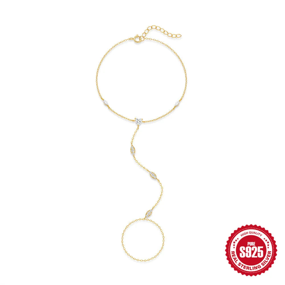 Hand Chain with Stone Accents