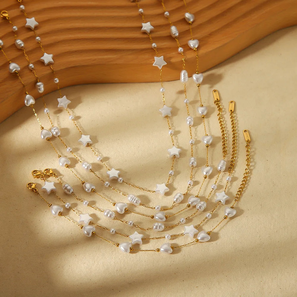 Faux Pearl Necklace, Bracelet