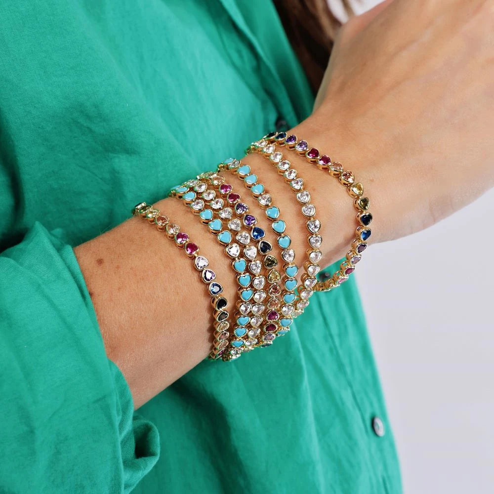 Bezel Heart Tennis Bracelet