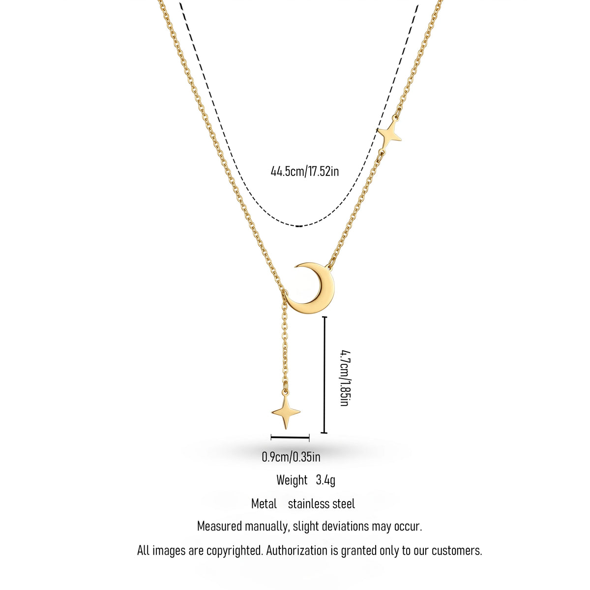 Moon & Star Lariat Necklace