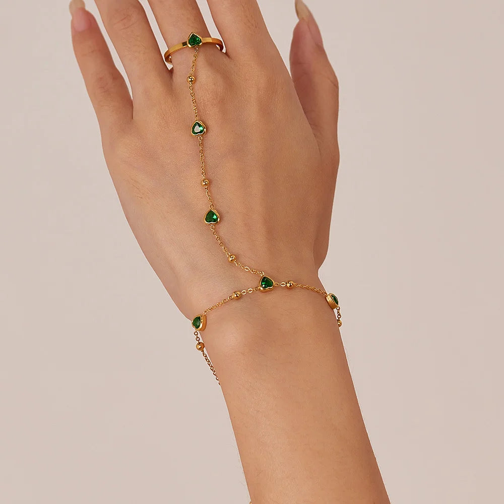 Bezel Heart Hand Chain