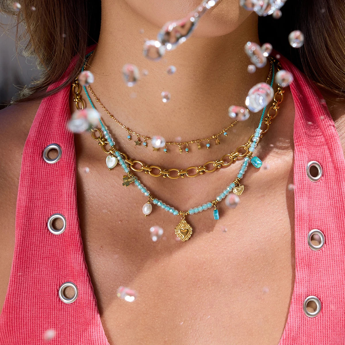 Beaded Rope Charm  Necklace