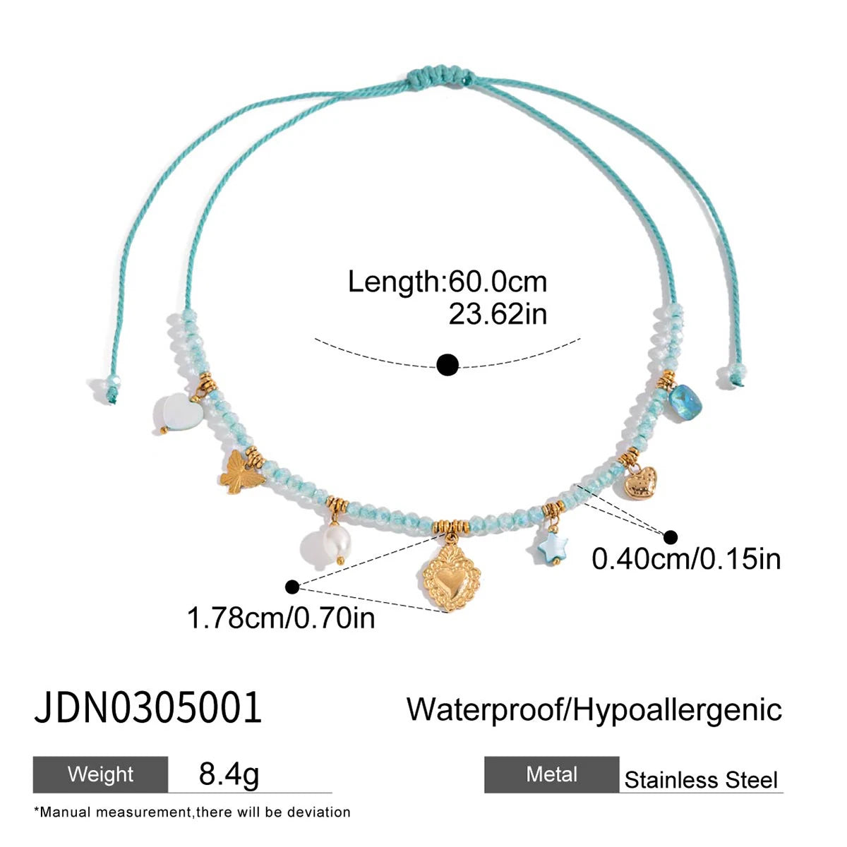 Beaded Rope Charm  Necklace