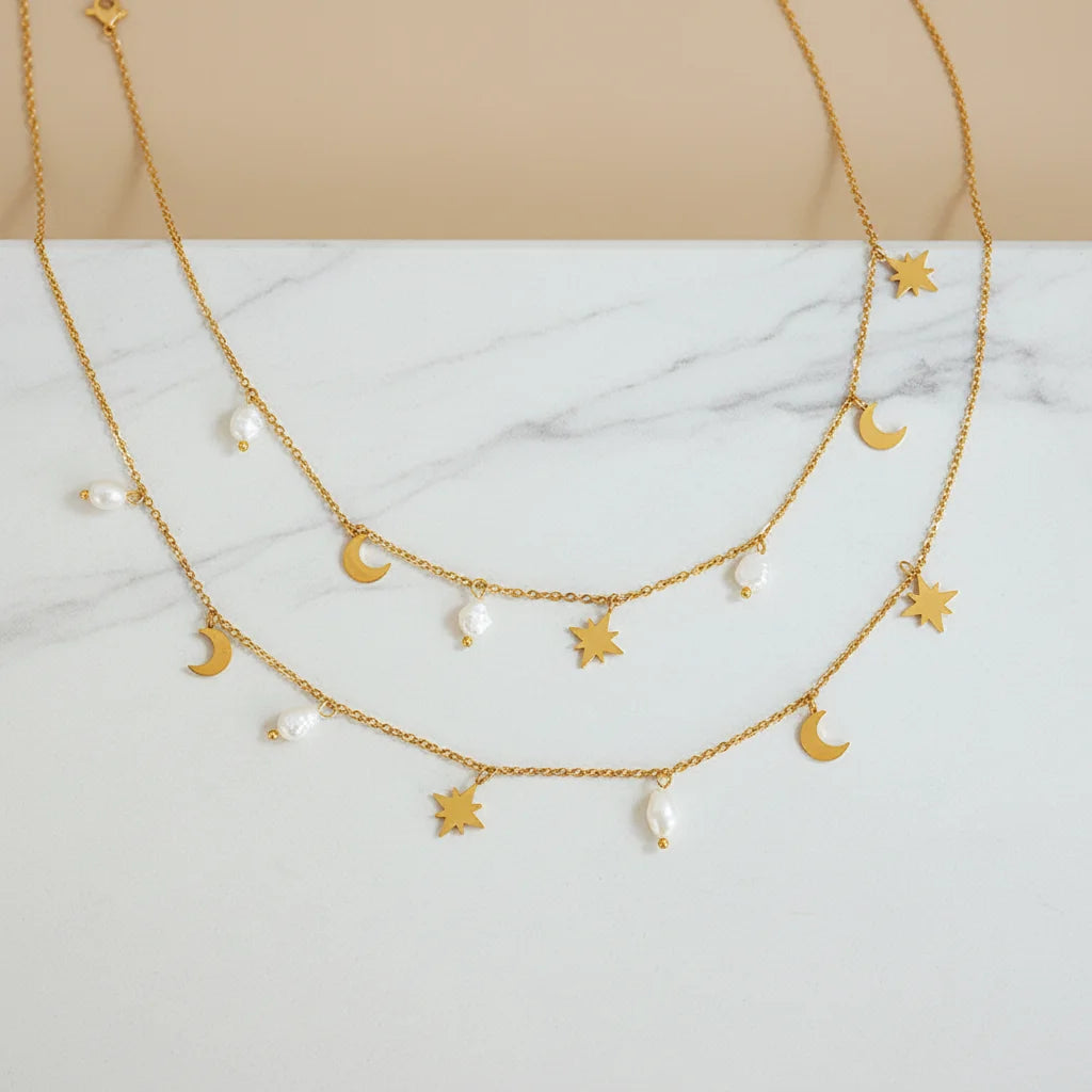 Star & Moon Charm Necklace