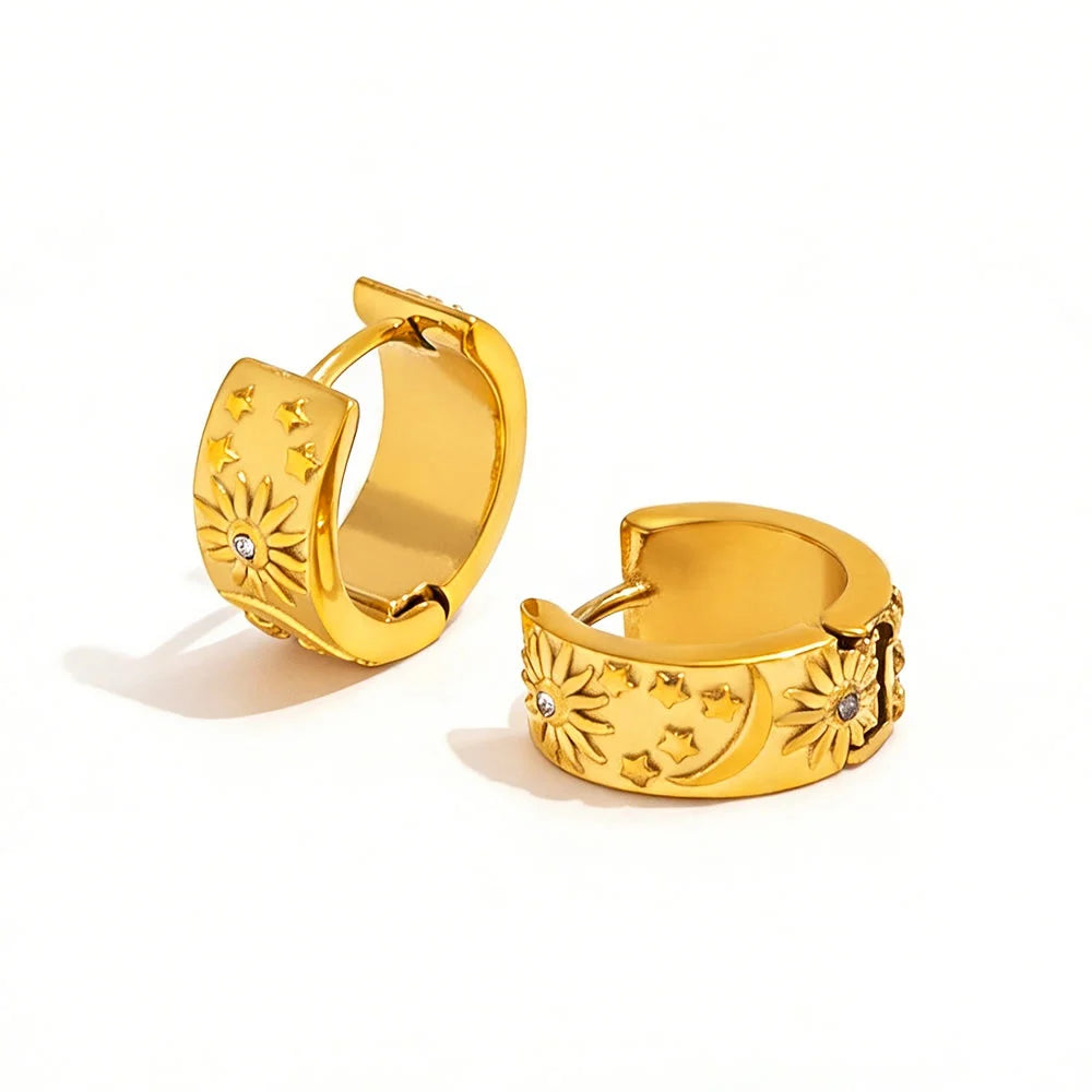 Moon & Sun Huggie Earrings