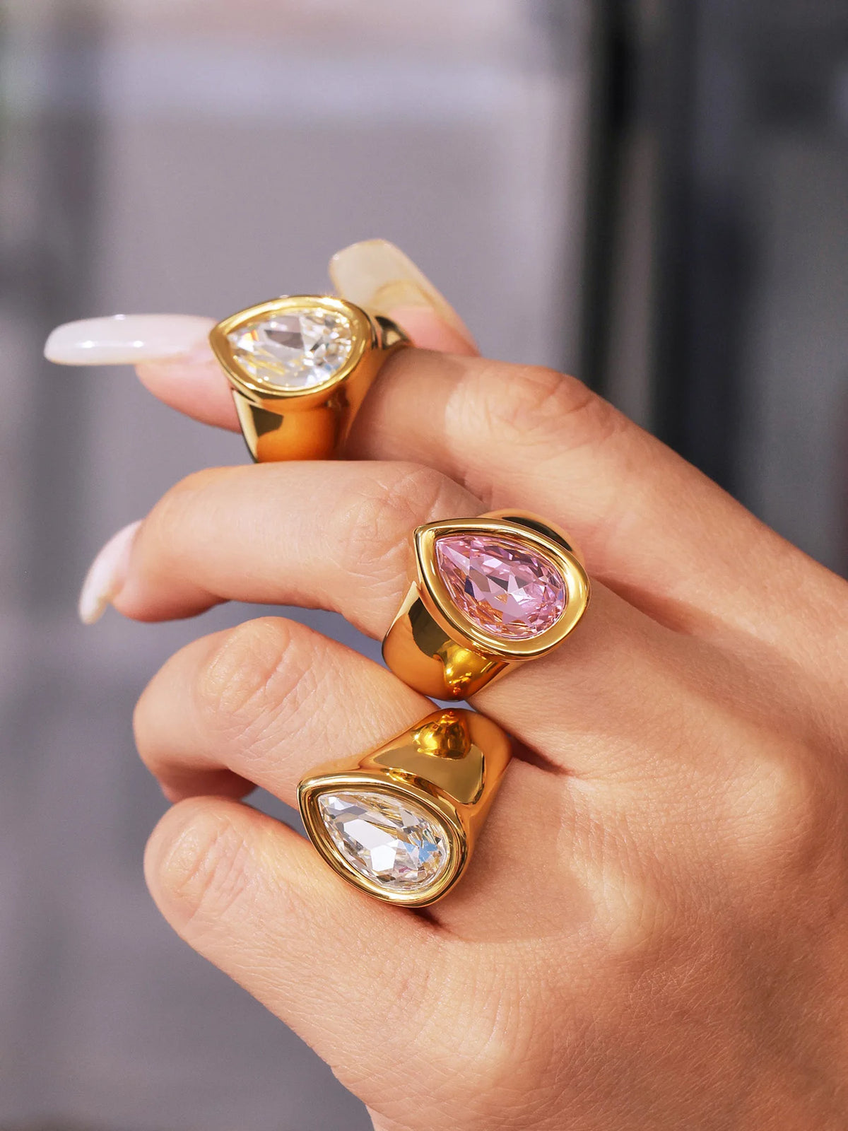 Wide Teardrop Ring