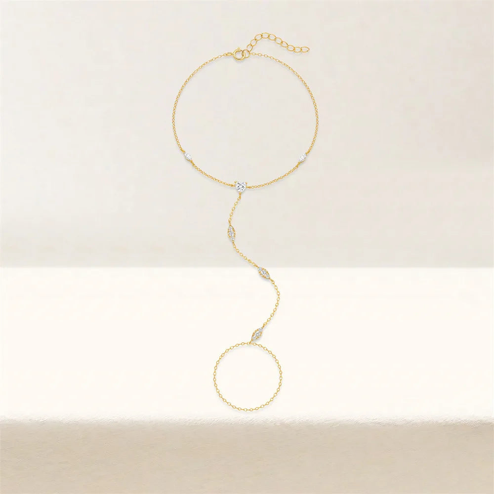 Hand Chain with Stone Accents