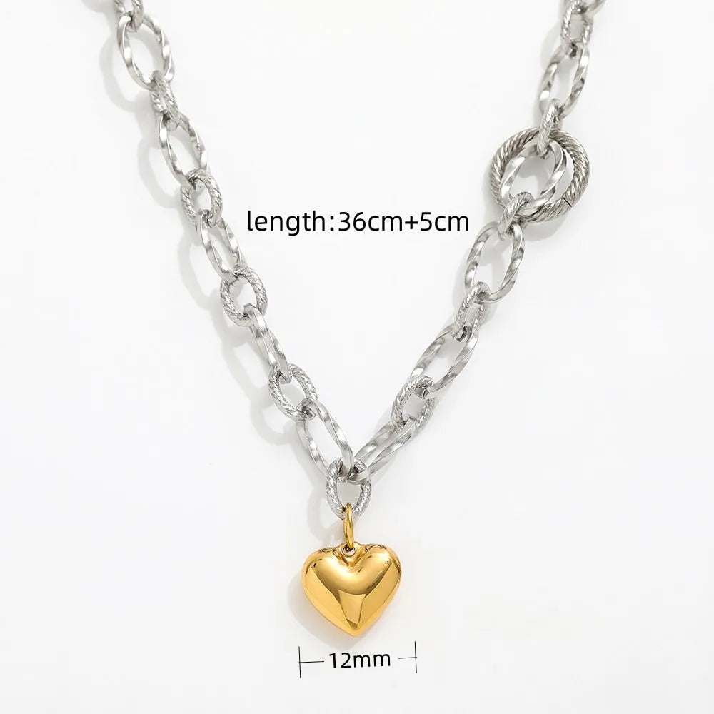 Chunky Necklace with Heart Pendant