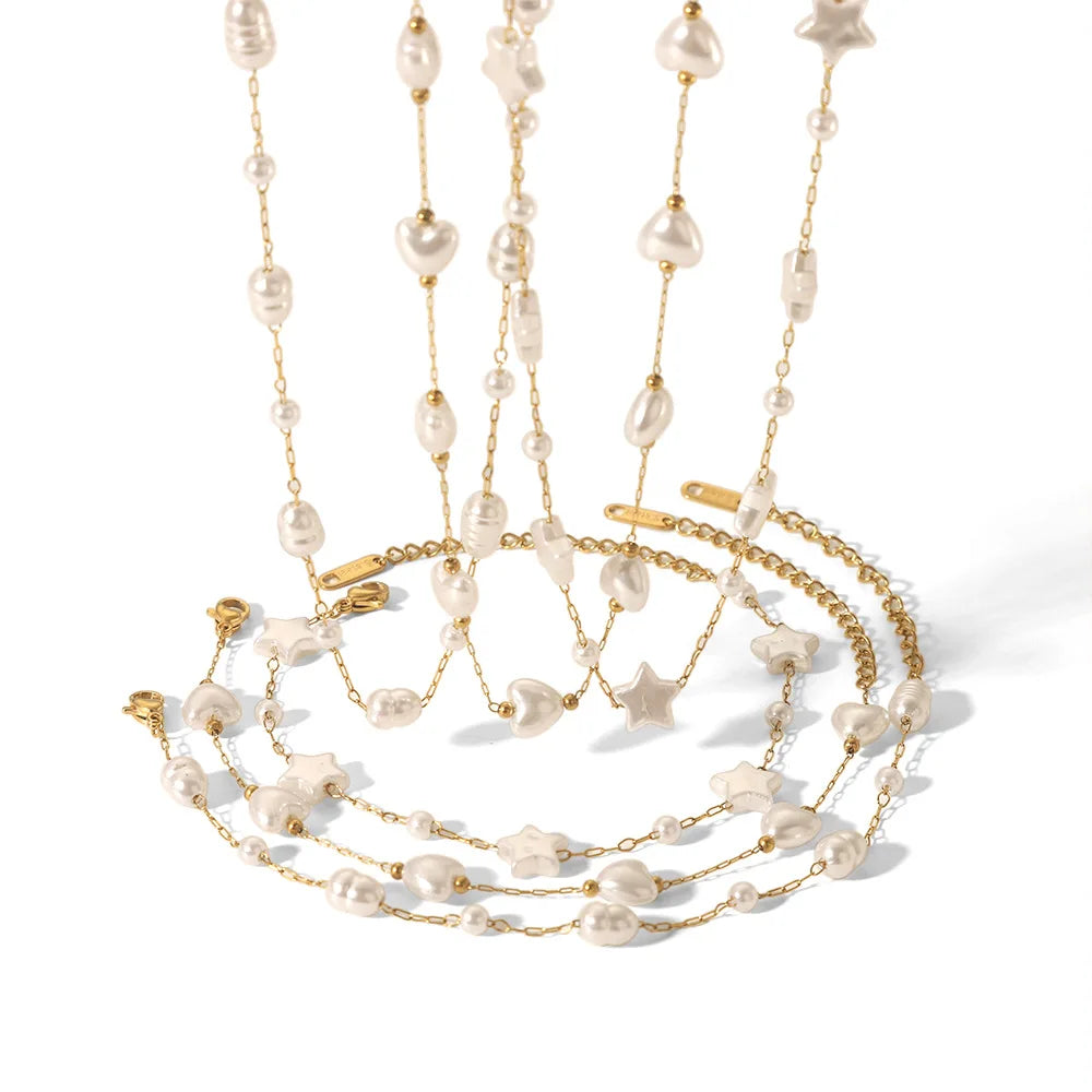 Faux Pearl Necklace, Bracelet