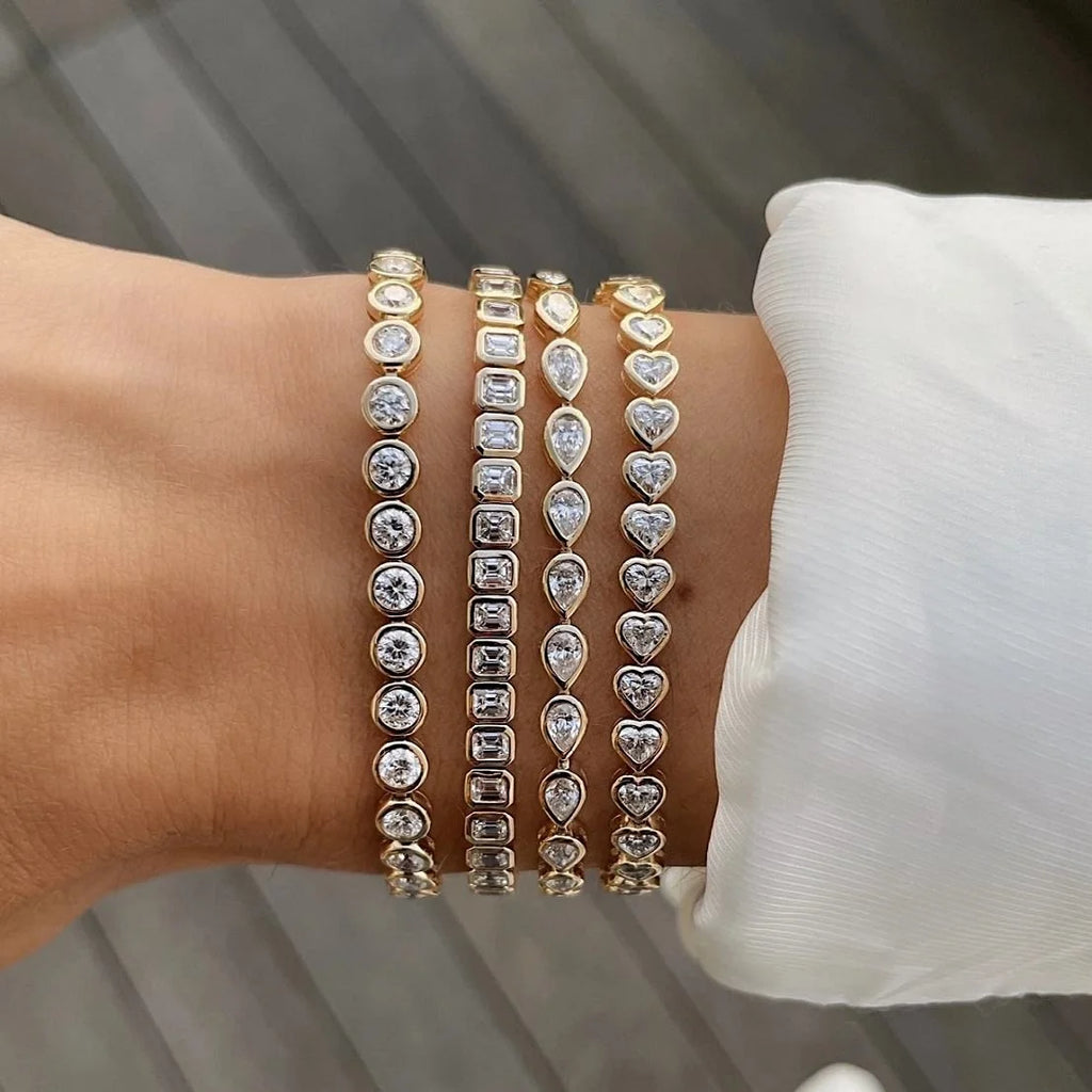 Bezel Heart Tennis Bracelet