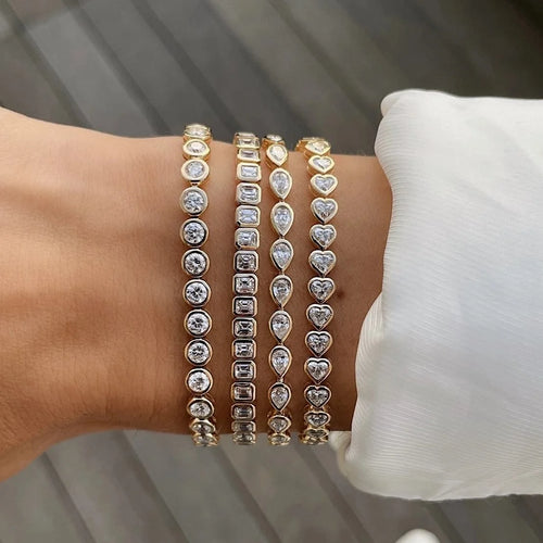 Bezel Heart Tennis Bracelet