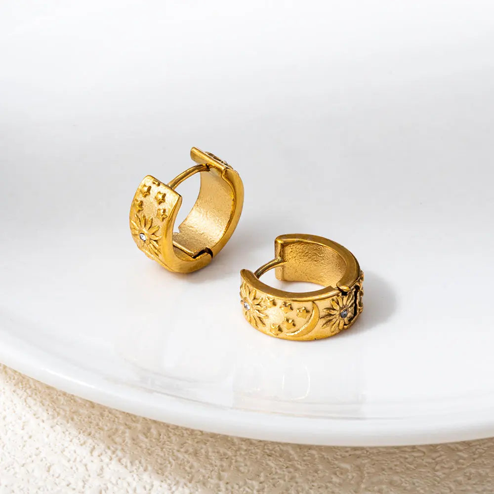 Moon & Sun Huggie Earrings