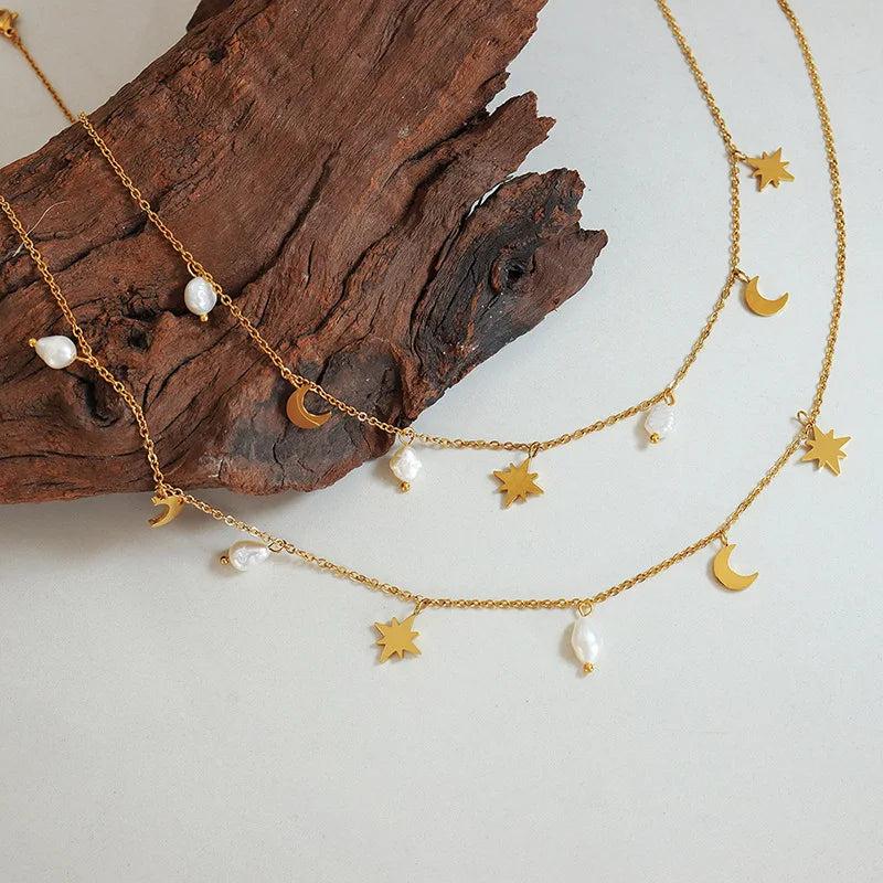 Star & Moon Charm Necklace