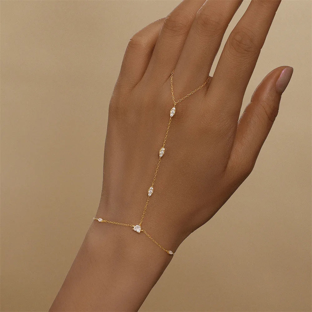 Hand Chain with Stone Accents