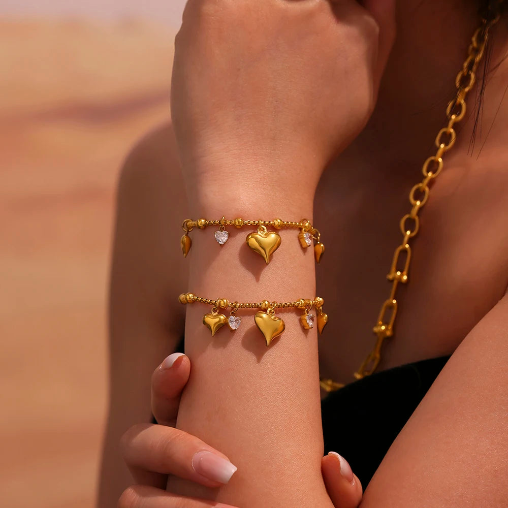 Puffy Heart Charm Bracelet