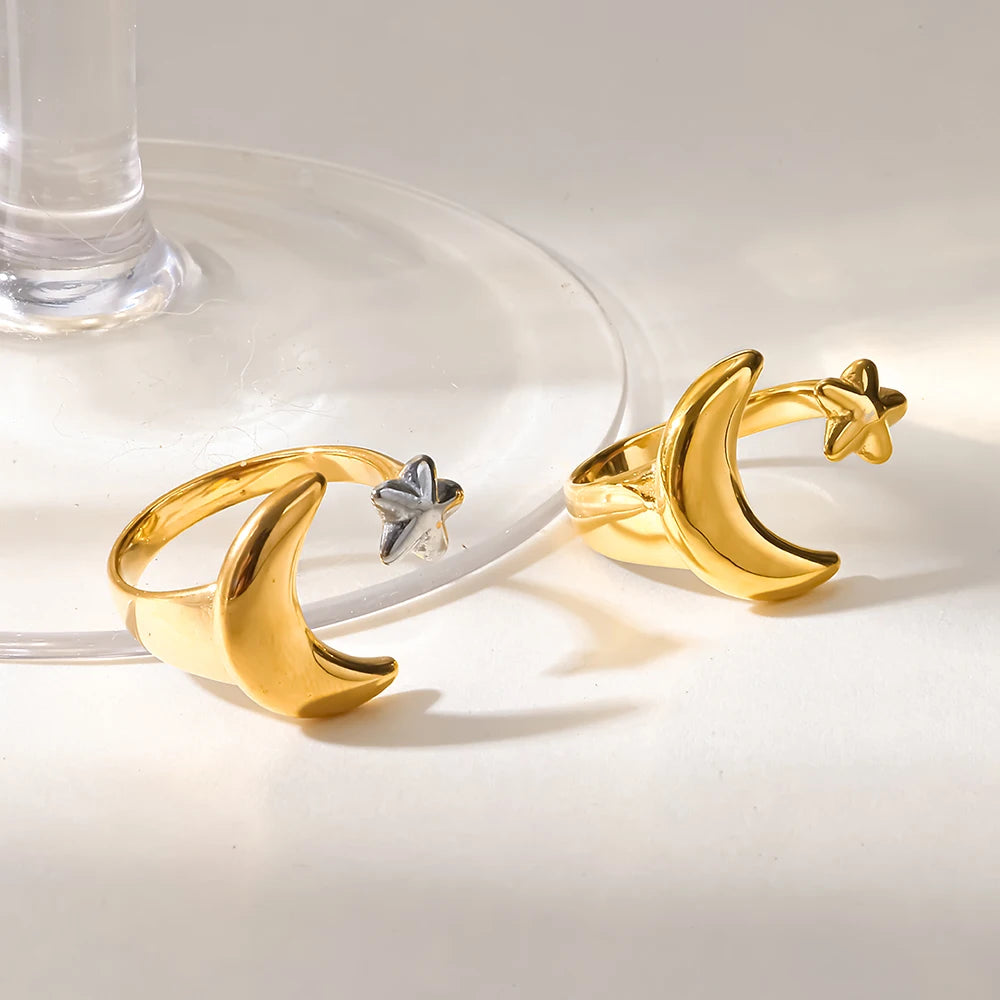 Moon & Star Ring