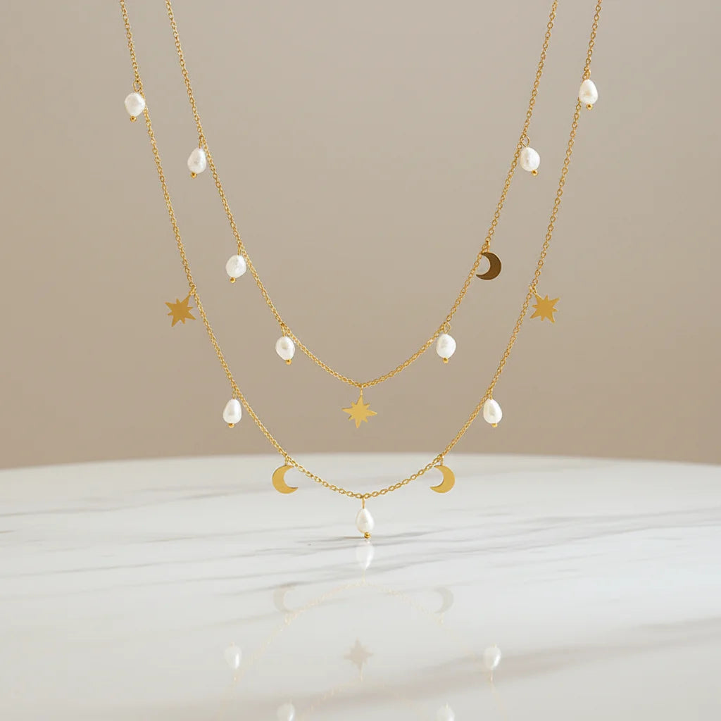 Star & Moon Charm Necklace