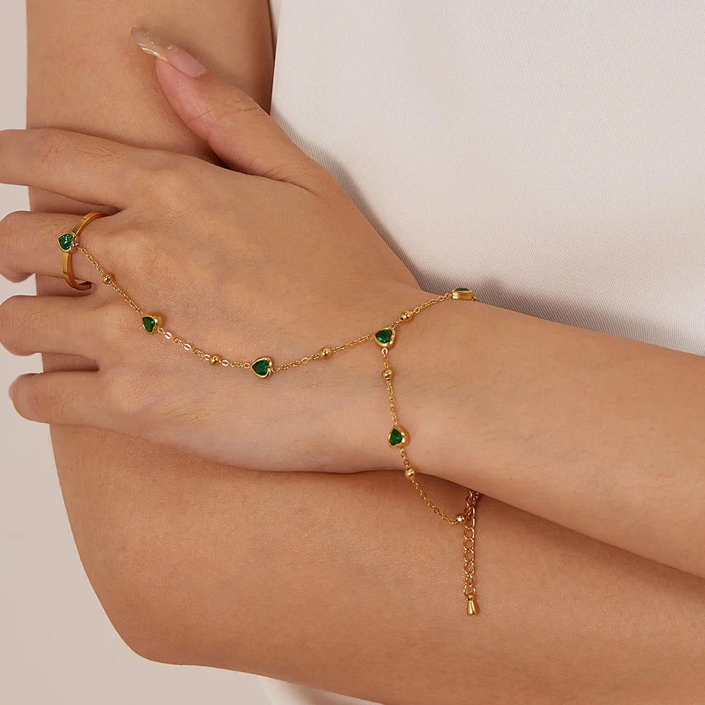 Bezel Heart Hand Chain