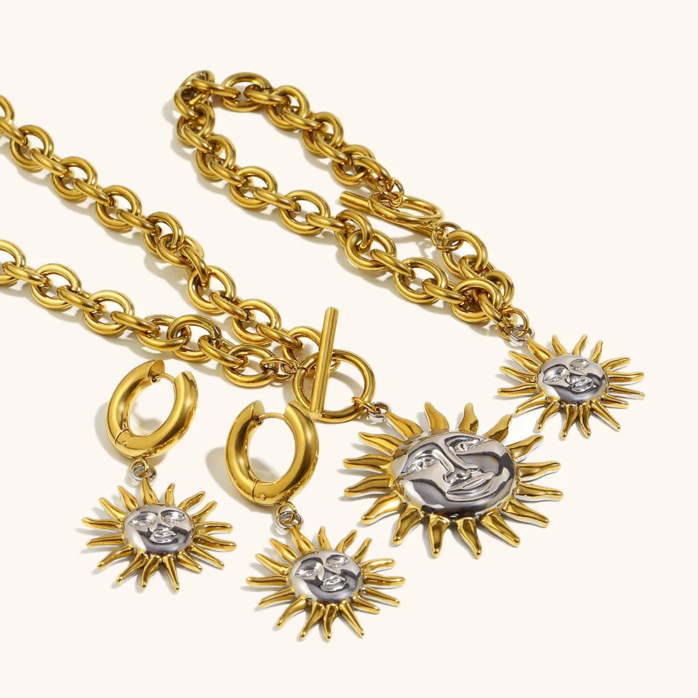 Sun Necklace, Bracelet, & Earrings