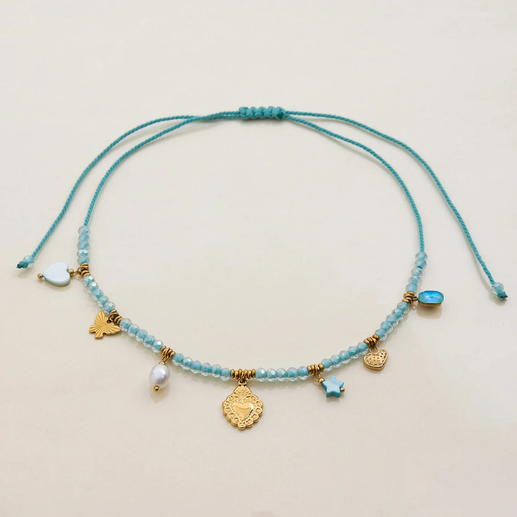 Beaded Rope Charm  Necklace