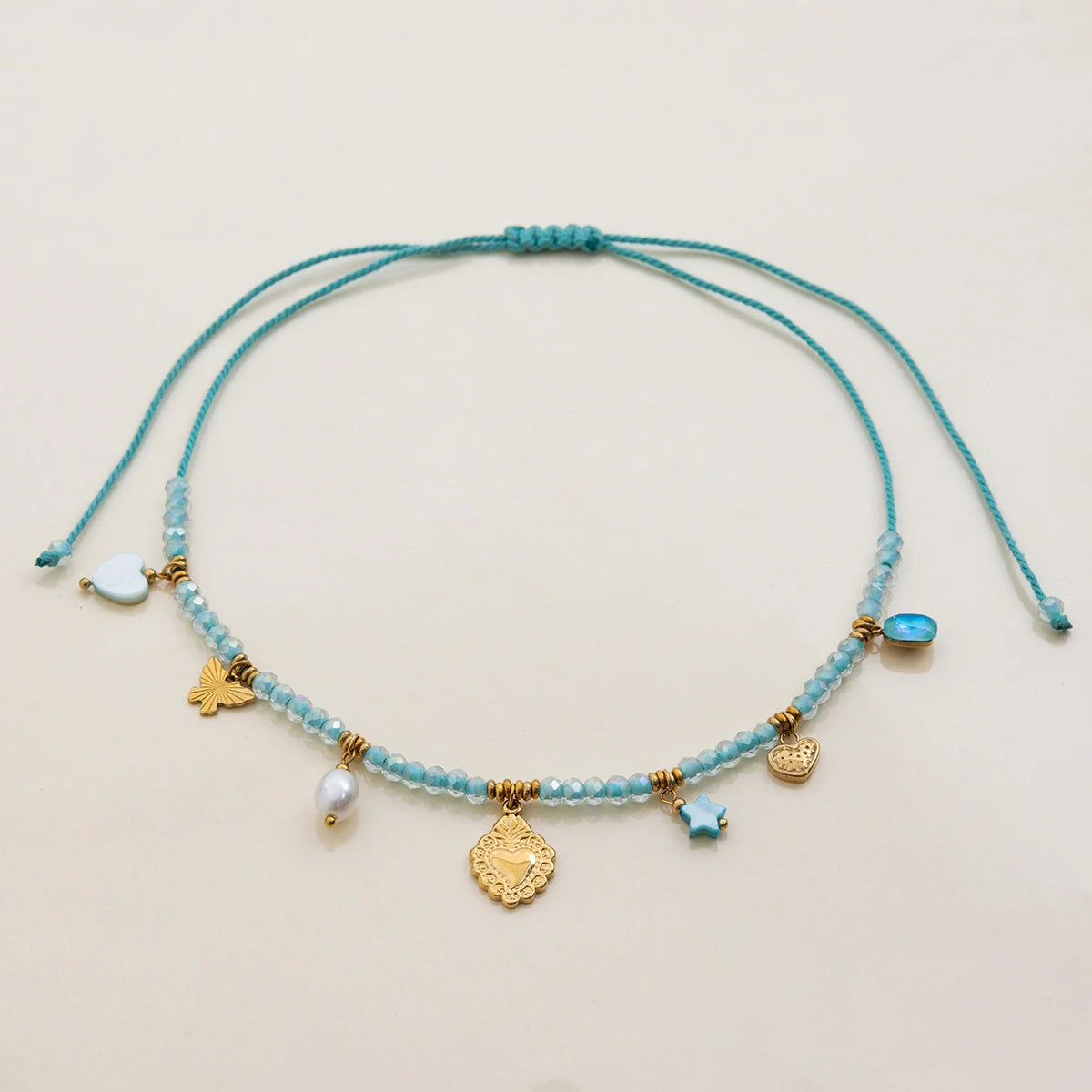 Beaded Rope Charm  Necklace