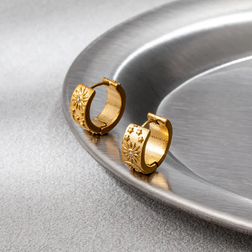 Moon & Sun Huggie Earrings