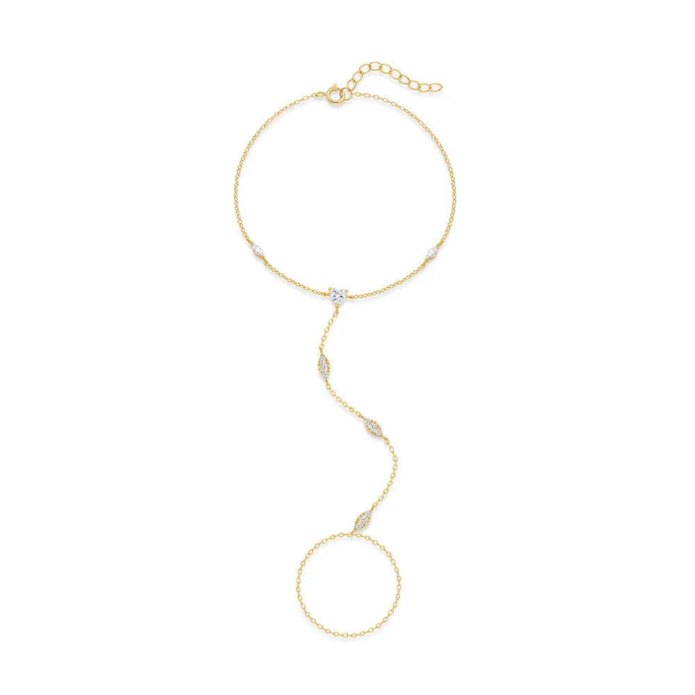 Hand Chain with Stone Accents