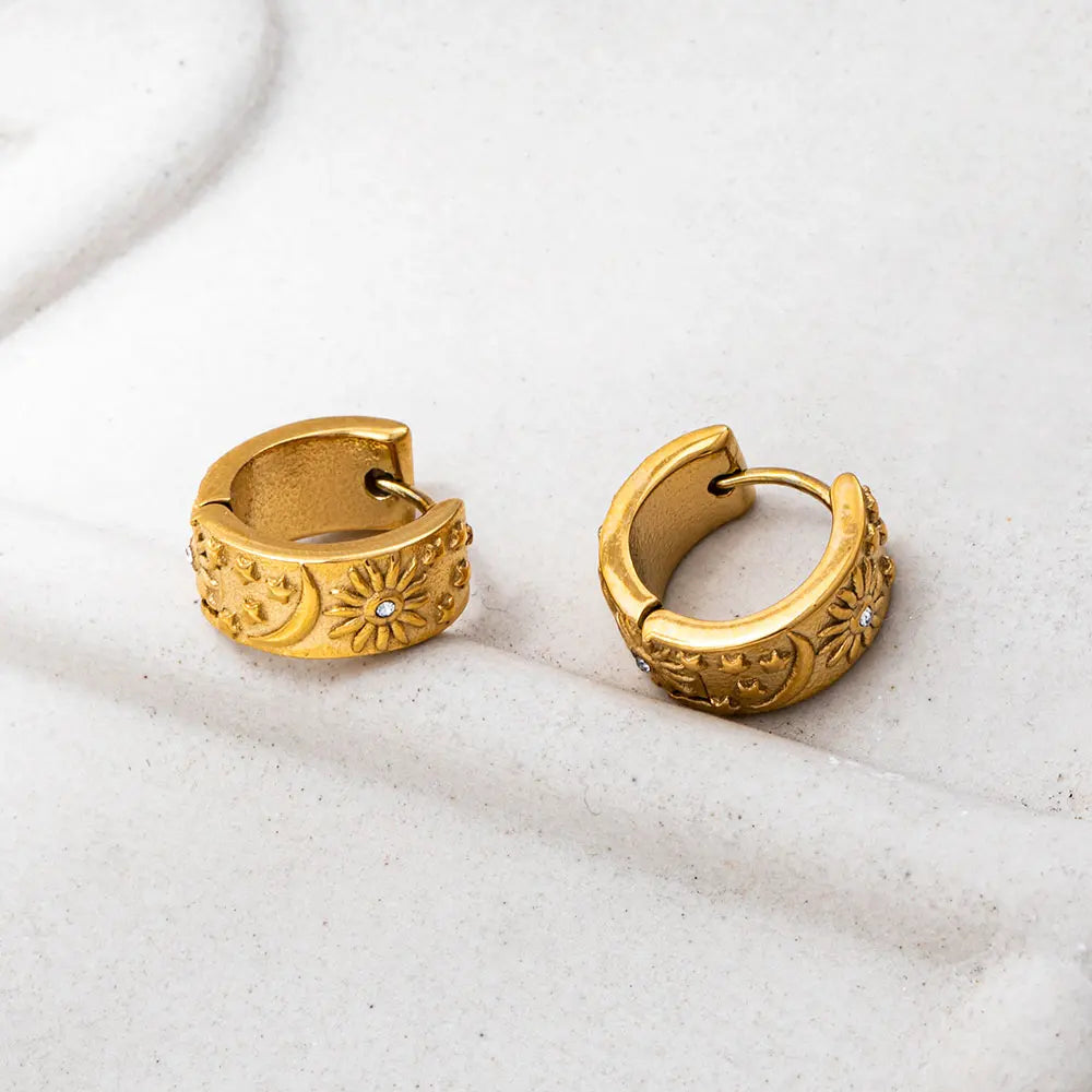 Moon & Sun Huggie Earrings