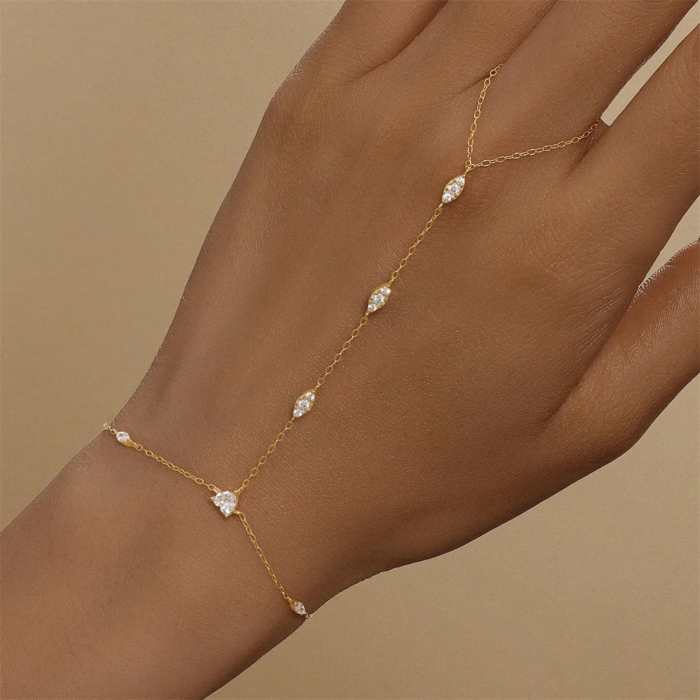 Hand Chain with Stone Accents