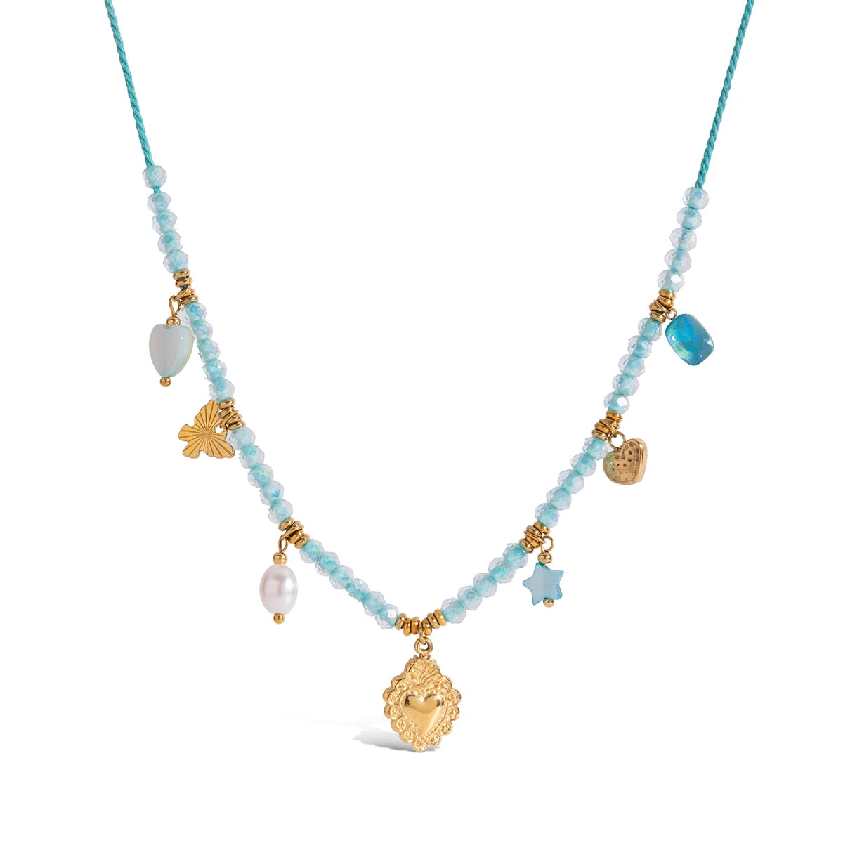 Beaded Rope Charm  Necklace