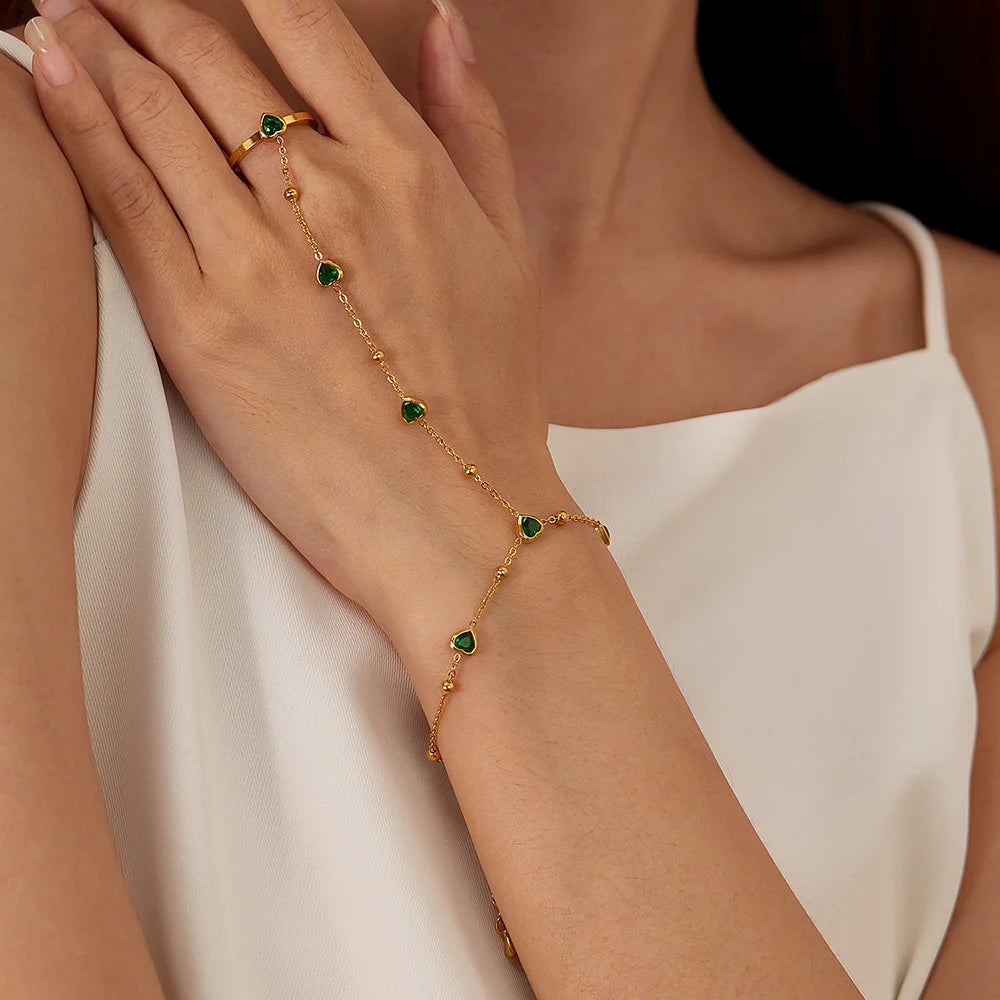 Bezel Heart Hand Chain