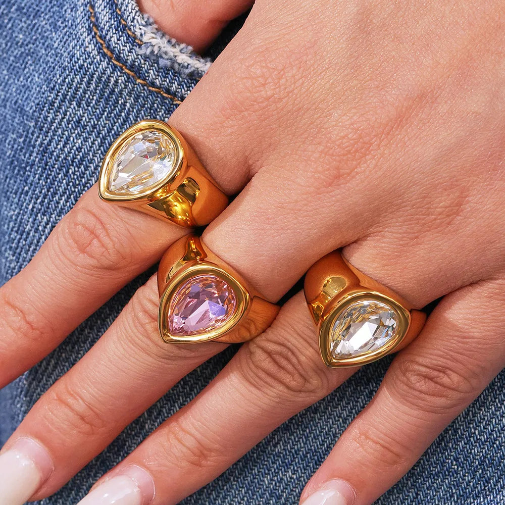 Wide Teardrop Ring